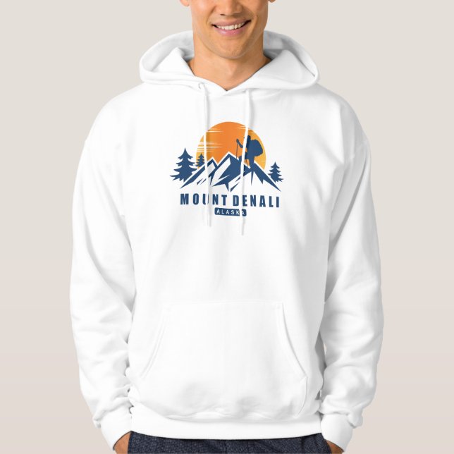 Retro Mount Denali Hike T-Shirt Hoodie (Front)