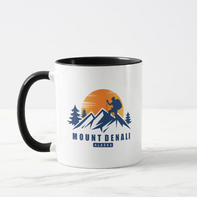 Retro Mount Denali Hike T-Shirt Mug (Left)