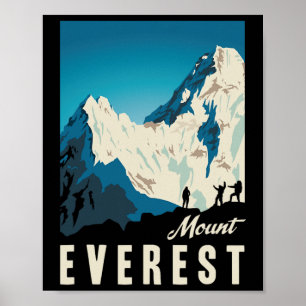 Retro Mount Everest Climbing Travel Poster Gift