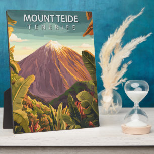 Retro Mount Teide Tenerife Canary Islands Plaque