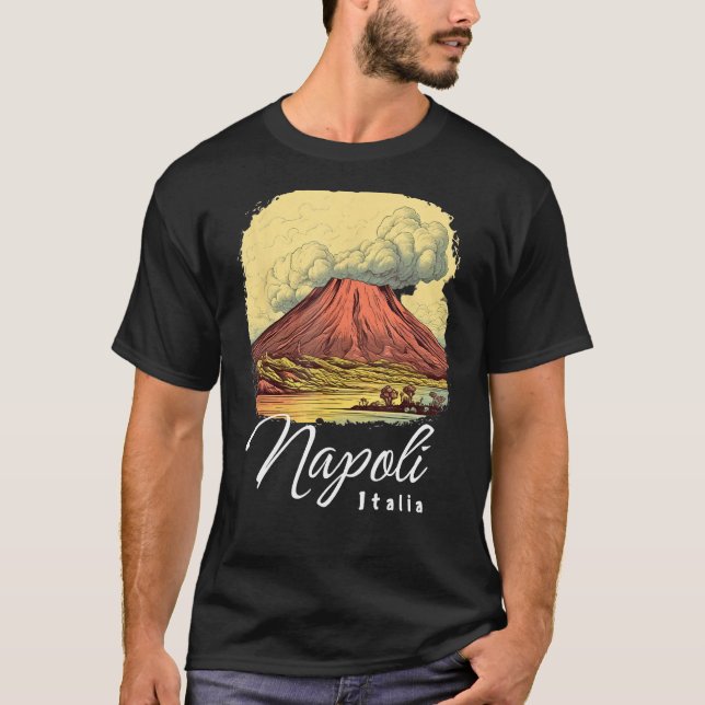 Retro Mount Vesuvius Napoli Italia Naples Italy Na T-Shirt (Front)