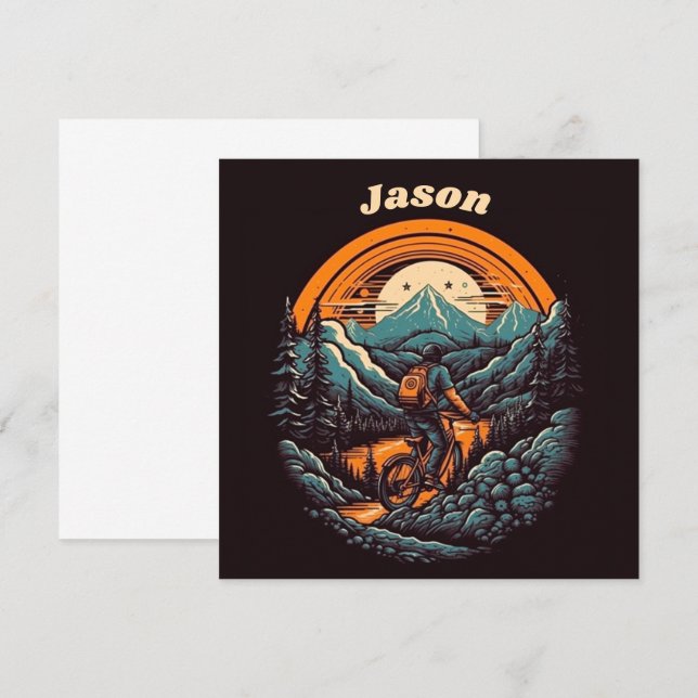 Retro Mountain Adventure Cycling Life, custom Invitation (Front/Back)