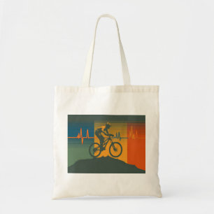 Retro Mountain Biker Heartbeat Tote Bag