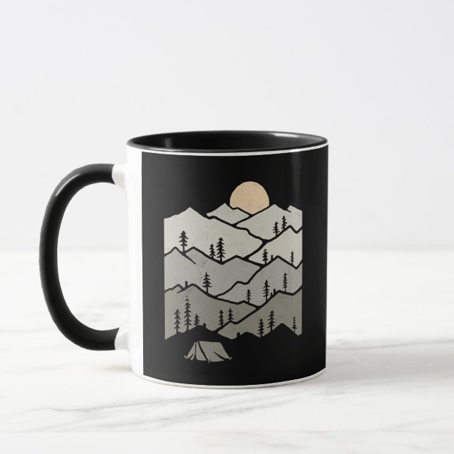 Retro Mountain Camping & Tent Adventure Mug (Left)