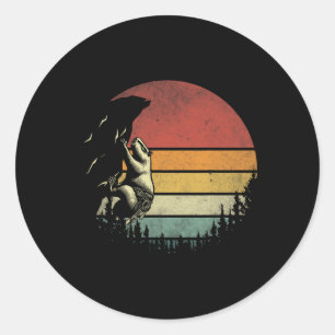 Retro Mountain Climber Vintage Funny Capyra Rock C Classic Round Sticker