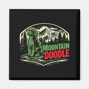 Retro Mountain Doodle Dog Lovers Vintage Outdoor Magnet