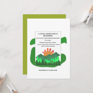 Retro Mountain Forest Baby Shower Invitation Sage