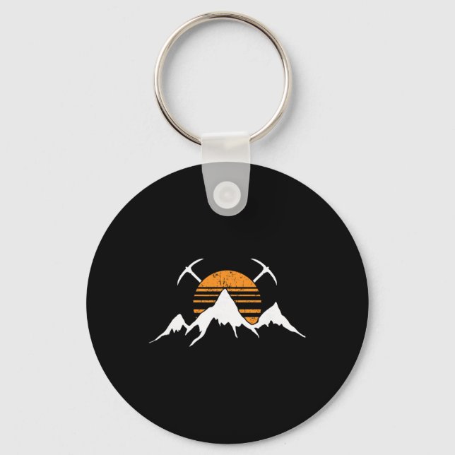 Retro Mountain Ice Climbing Bouldering  Key Ring (Front)