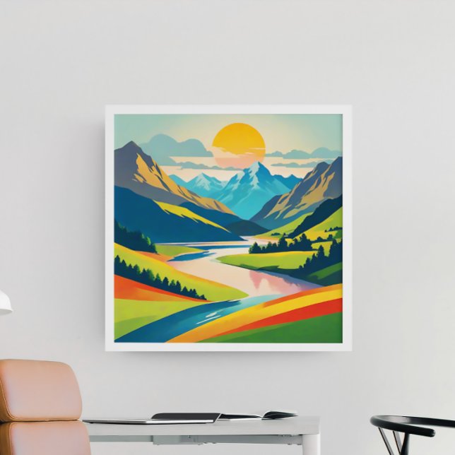 Retro Mountain Landscape Acrylic Wall Art (Creator Uploaded)
