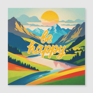 Retro Mountain Landscape "Be Happy"