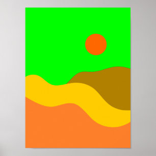 Retro Mountain Landscape Illustration Poster