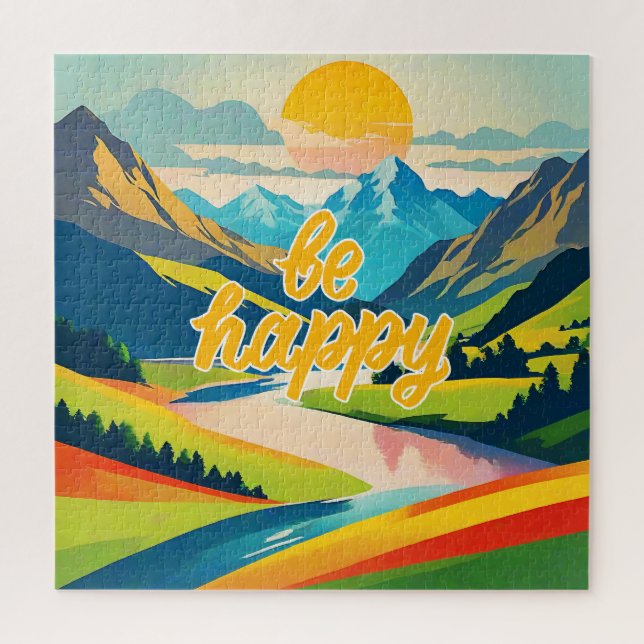 Retro Mountain Landscape Jigsaw Puzzle (Vertical)