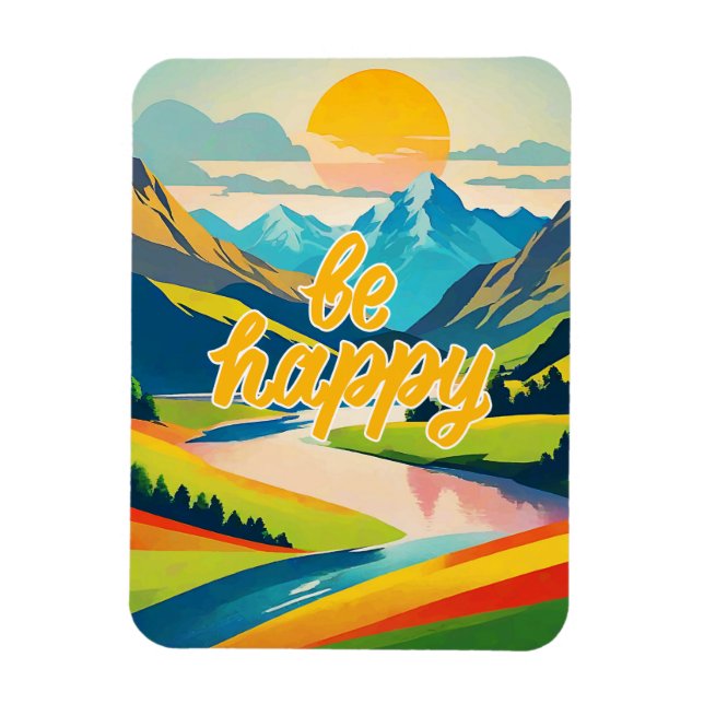Retro Mountain Landscape Magnet (Vertical)