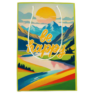 Retro Mountain Landscape Medium Gift Bag