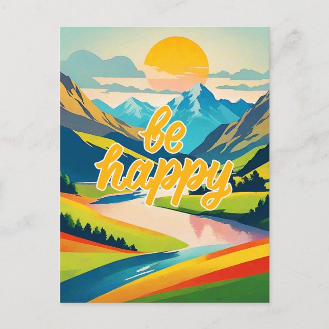 Retro Mountain Landscape Postcard (Front)