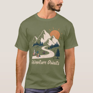 Retro Mountain Peak Sunrise & Trail Vintage Advent T-Shirt