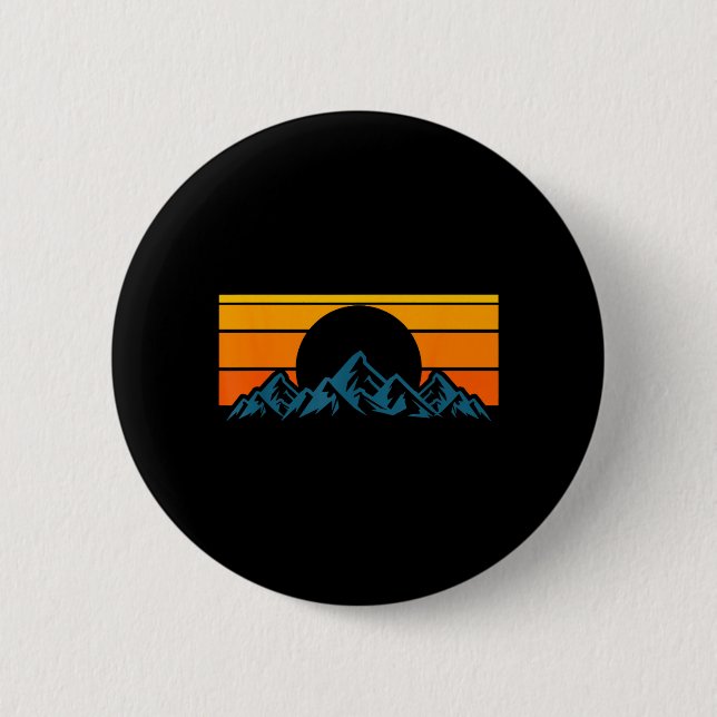 Retro Mountain Silhouette 6 Cm Round Badge (Front)
