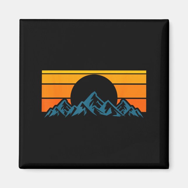Retro Mountain Silhouette Magnet (Front)