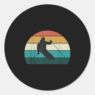 Retro Mountain Skiing - Vintage Downhill Ski _ Ski Classic Round Sticker
