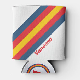 Retro Mountain Stripes with Name Can Cooler