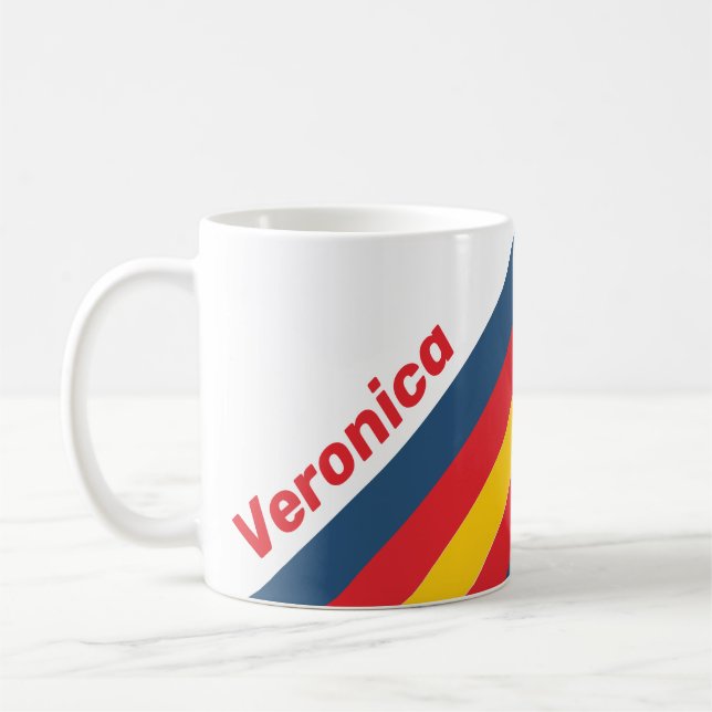 Retro Mountain Stripes with Name Coffee Mug (Left)