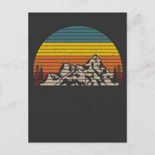 Retro Mountain Sunset Outdoor Hiking and Camping Postcard