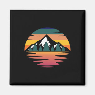 Retro Mountain Sunset Vintage Landscape _2 Magnet