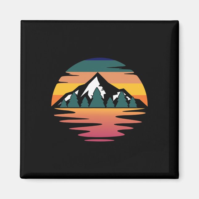 Retro Mountain Sunset Vintage Landscape _2  Magnet (Front)