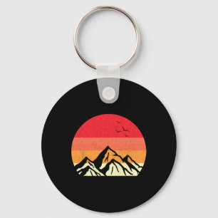 Retro Mountain Sunset Vintage Landscape _3 Key Ring