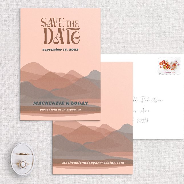 Retro Mountain Weekend Save The Date Card (Creator Uploaded)
