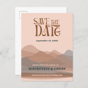 Retro Mountain Weekend Save The Date Postcard