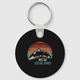 Retro Mountains New Zealand Key Ring