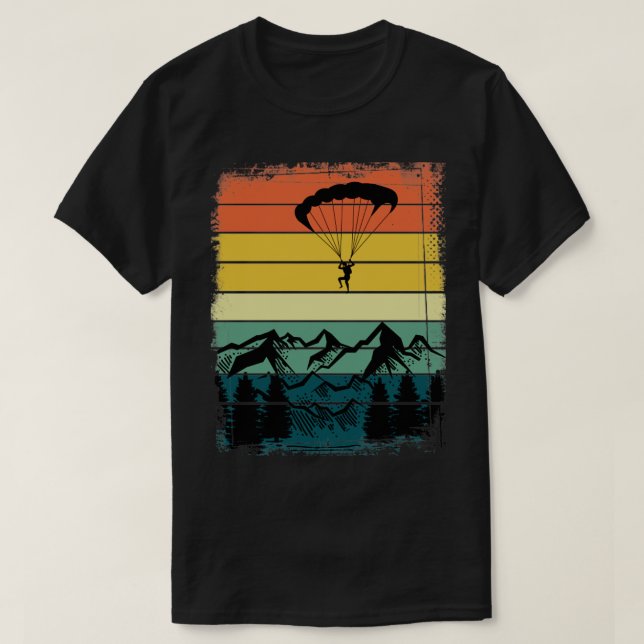 Retro Mountains Paraglider Outdoor Hobby Paraglidi T-Shirt (Design Front)