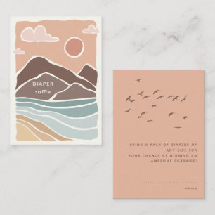 Retro Mountains Watercolor Outdoor Baby Shower Enclosure Card