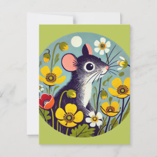 Retro Mouse with Buttercup Postcard