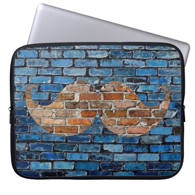 Retro Moustache Moustache Stache on Brick Wall Laptop Sleeve (Front)