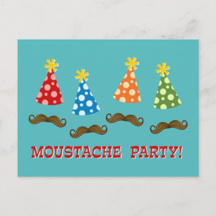 Retro Moustache Party Invitation Postcard