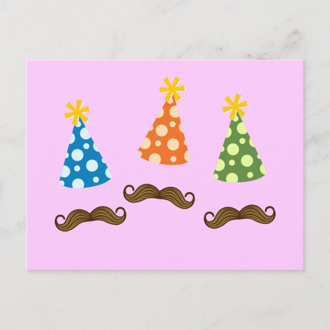 Retro Moustache Party Postcard (Front)