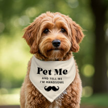 Retro Moustache Pet Me Black Text