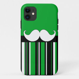 Retro Moustache Stache Moustache with Green iPhone 11 Case