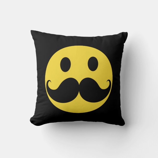 Retro Moustache Yellow Face Cushion (Front)