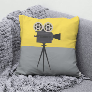 Retro Movie Camera Colorblock Cushion