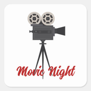 Retro Movie Camera Customisable Square Sticker