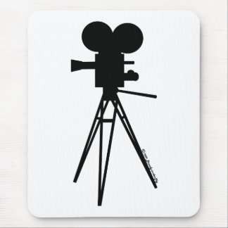 Retro Movie Camera Silhouette Mouse Pad