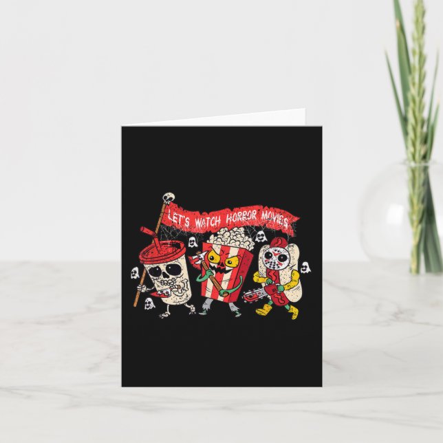 Retro Movie Concessions Let's Watch Horror Movies  Card (Front)