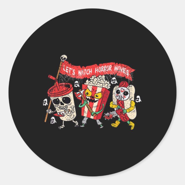 Retro Movie Concessions Let's Watch Horror Movies  Classic Round Sticker (Front)