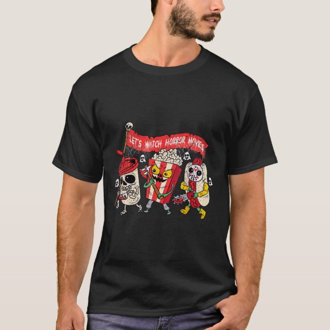 Retro Movie Concessions Let's Watch Horror Movies  T-Shirt (Front)