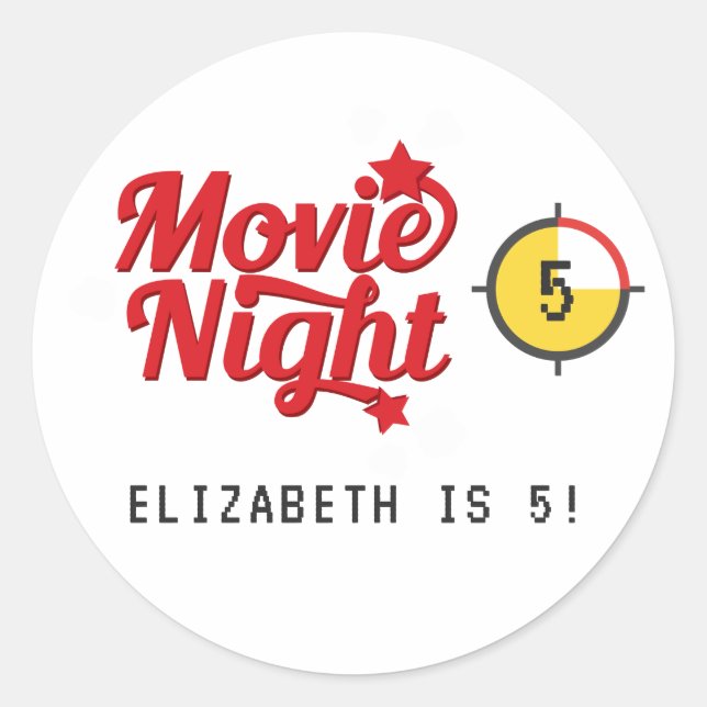 Retro Movie Night Birthday Party Classic Round Sticker (Front)