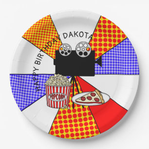 Retro Movie Night Birthday Party Paper Plate