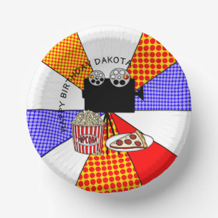 Retro Movie Night Birthday Party Paper Plate